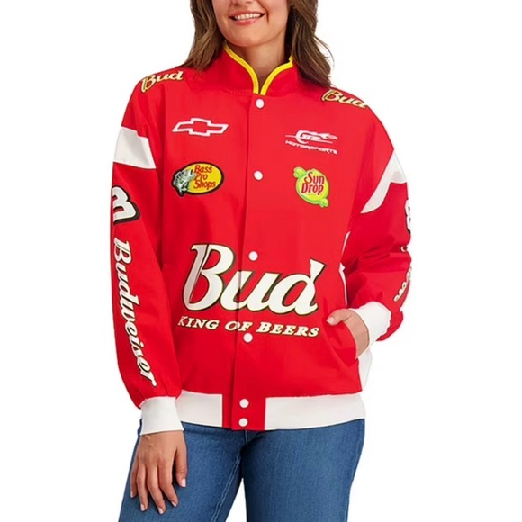 Nascar Jackets & Blazers - NWT NASCAR DALE EARNHARDT JR BUDWEISER DRIVER FULL SNAP JACKET JRM MEDIUM